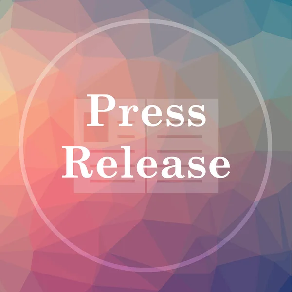 Press release icon. Press release website button on low poly background