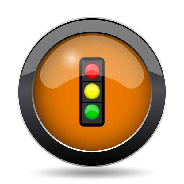 红绿灯图标 交通灯网站按钮白色背景 — 图库照片