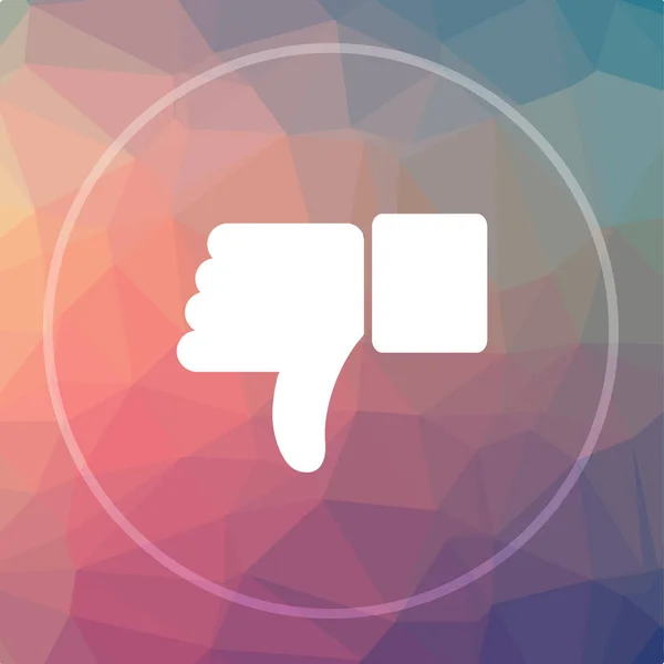 Thumb down icon. Thumb down website button on low poly background