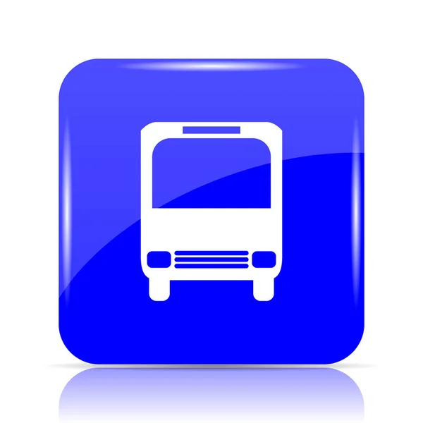 Bus Pictogram Blauwe Website Knop Witte Achtergrond — Stockfoto