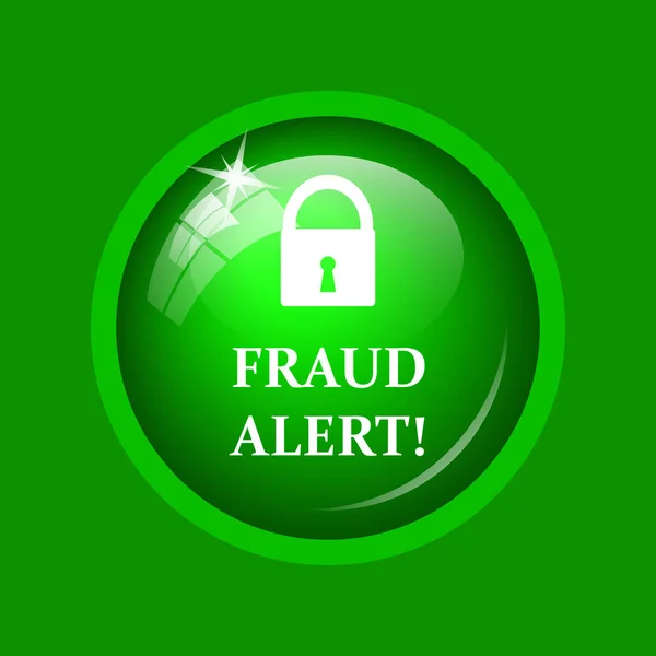 Fraud alert icon. Internet button on green background.