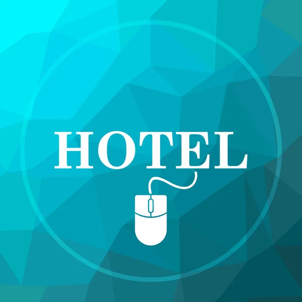 Hotel Ikona Hotel Przycisk Witryny Tle Niebieski Low Poly — Zdjęcie stockowe