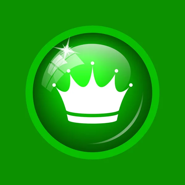 Icono Corona Botón Internet Sobre Fondo Verde —  Fotos de Stock
