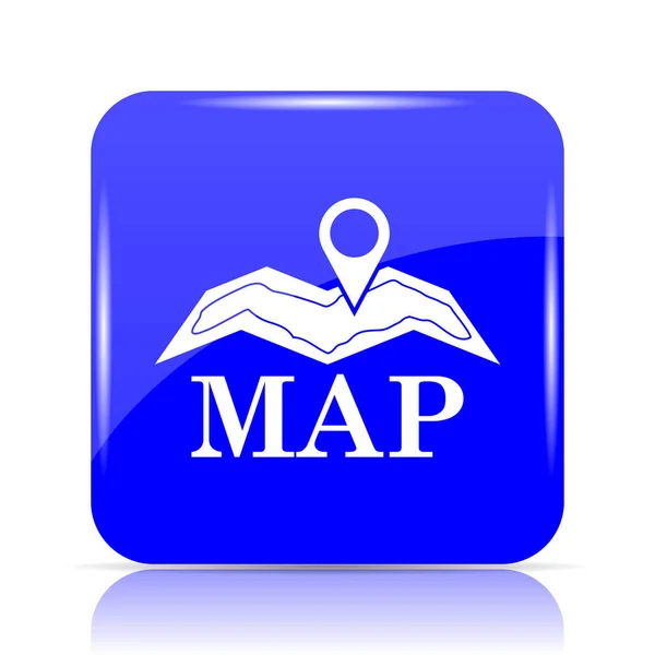 Icono Del Mapa Botón Azul Del Sitio Web Sobre Fondo —  Fotos de Stock