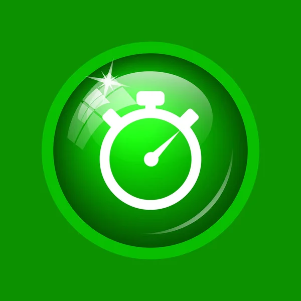 Ikonę Zegara Przycisk Internet Zielonym Tle — Zdjęcie stockowe