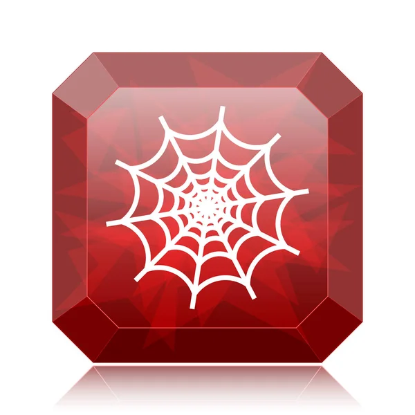 Spider Web Ikon Piros Honlap Gomb Fehér Háttér — Stock Fotó