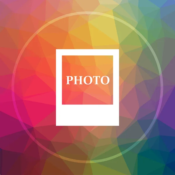 Fotopictogram Knop Van Website Van Foto Achtergrond Laag Poly — Stockfoto