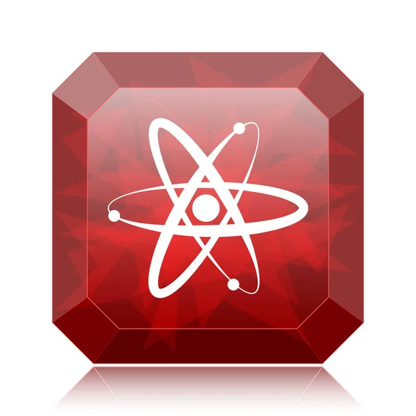 Atoms icon, red website button on white background