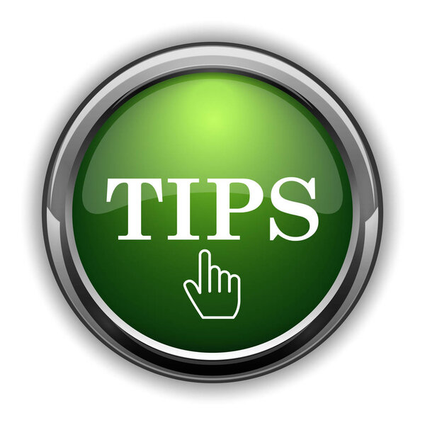 Tips icon. Tips website button on white background