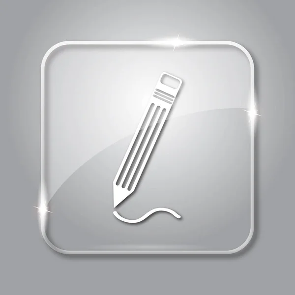 ペンのアイコン 灰色の背景上の透明なインター ネット ボタン — ストック写真