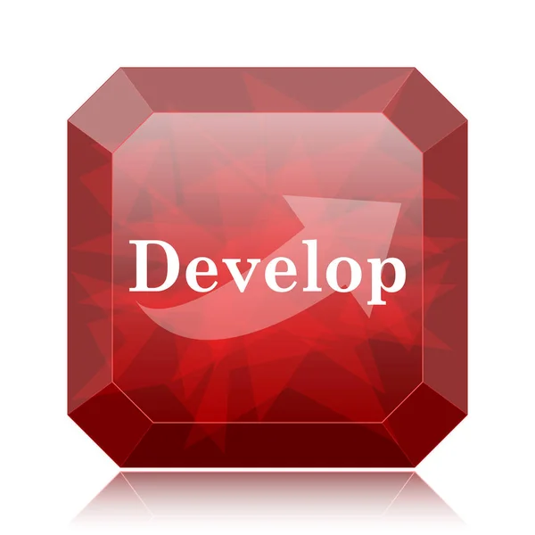 Desarrollar Icono Botón Del Sitio Web Rojo Sobre Fondo Blanco —  Fotos de Stock