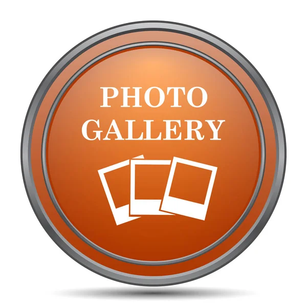 Ícone Galeria Fotos Botão Internet Laranja Fundo Branco — Fotografia de Stock