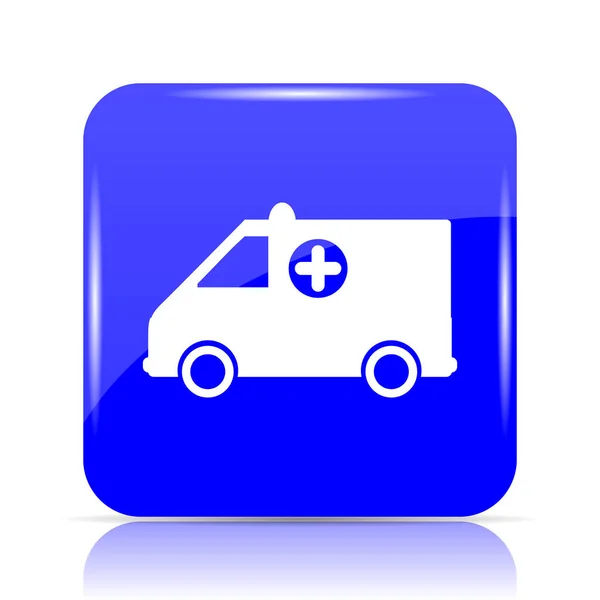 白い背景の青いアイコン ウェブサイトのボタンを救急車 — ストック写真