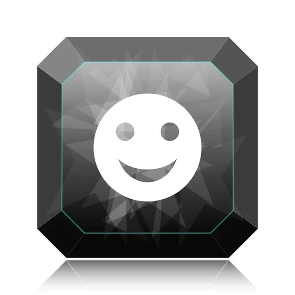 Smiley Ikon Fekete Honlap Gomb Fehér Háttér — Stock Fotó
