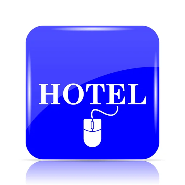 Icono Del Hotel Botón Azul Del Sitio Web Sobre Fondo —  Fotos de Stock