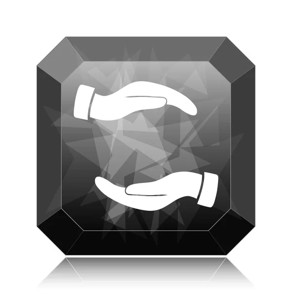 Protecting Hands Icon Black Website Button White Background — Stock Photo, Image