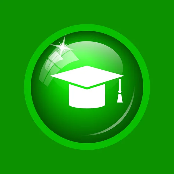 Graduation Icon Internet Button Green Background — Stock Photo, Image