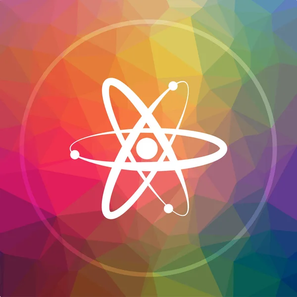 Atoms icon. Atoms website button on low poly background