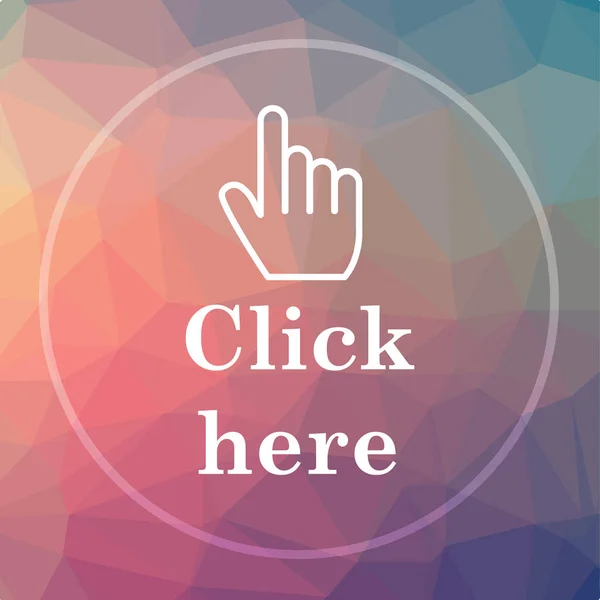 Click here icon. Click here website button on low poly background