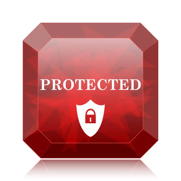 Icono Protegido Botón Rojo Del Sitio Web Sobre Fondo Blanco — Foto de Stock