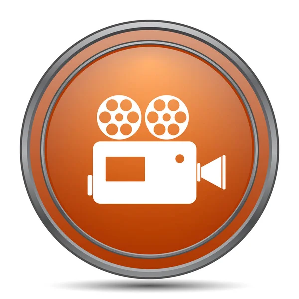 Icona Della Videocamera Pulsante Internet Arancione Sfondo Bianco — Foto Stock