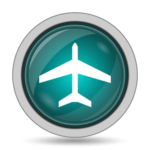 飛行機アイコン 白い背景の上のウェブサイトのボタン — ストック写真