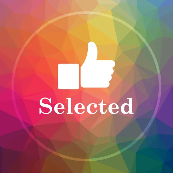 Selected icon. Selected website button on low poly background