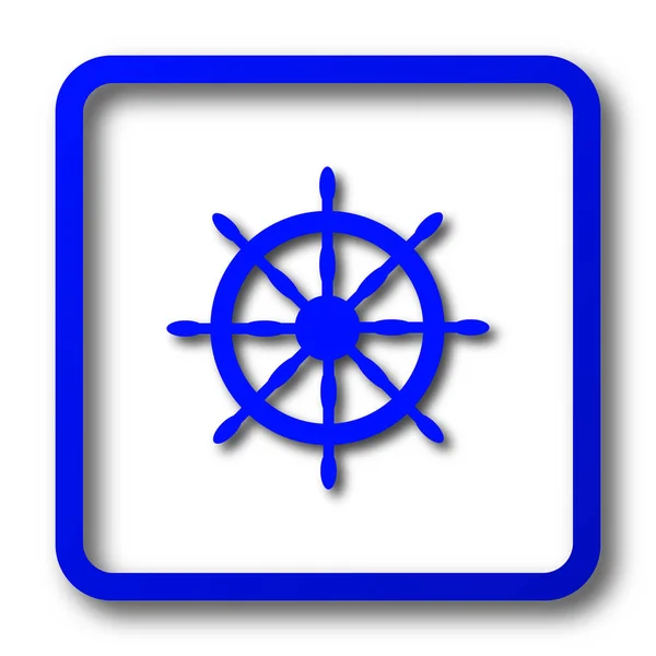Ikona Koła Morskie Przycisk Strony Internetowej Morskie Koło Białym Tle — Zdjęcie stockowe