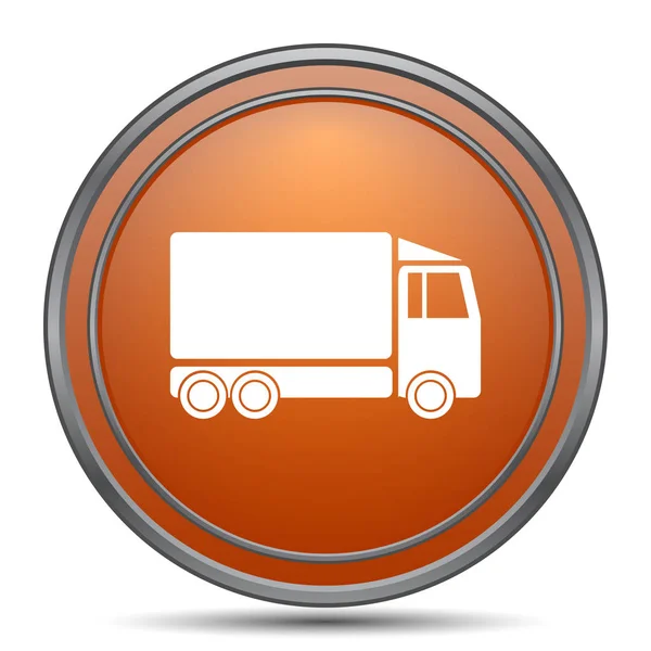 Vrachtwagen Pictogram Oranje Internet Knop Witte Achtergrond — Stockfoto