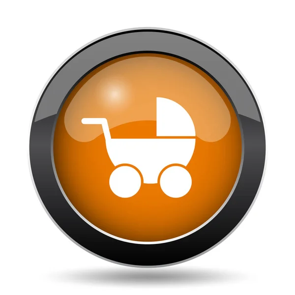 Het Pictogram Van Kinderwagen Kinderwagen Website Knop Witte Achtergrond — Stockfoto