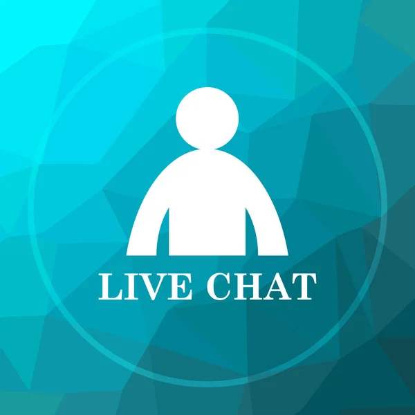 Live chat icon. Live chat website button on blue low poly background