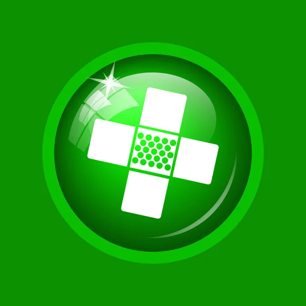 医療パッチ アイコン 緑の背景のインター ネット ボタン — ストック写真