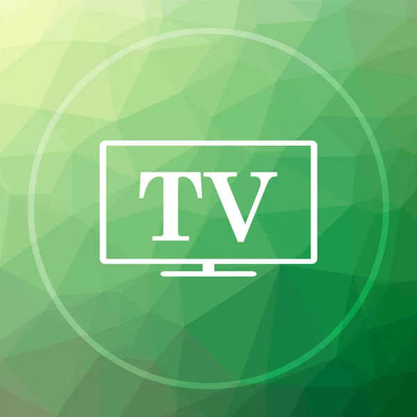 电视图标 绿色低聚背景下的电视网站按钮 — 图库照片