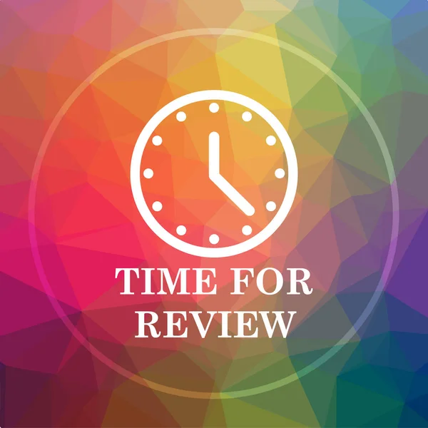 Time for review icon. Time for review website button on low poly background