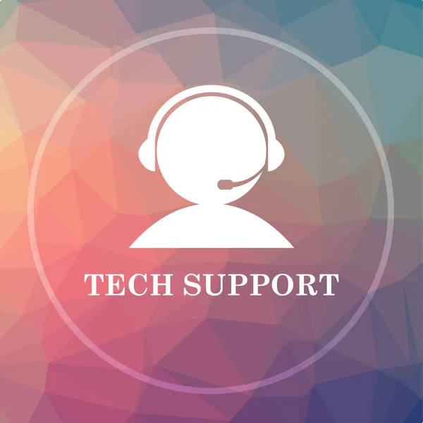 Tech Support Ikonon Tech Támogat Website Gomb Alacsony Poly Háttér — Stock Fotó