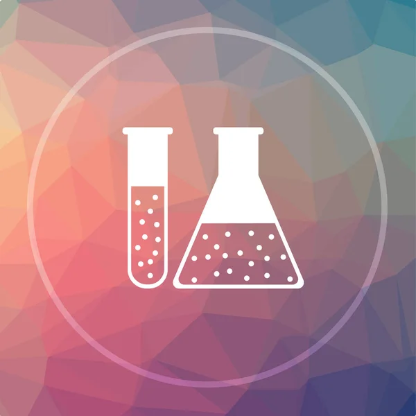 Chemistry set icon. Chemistry set website button on low poly background