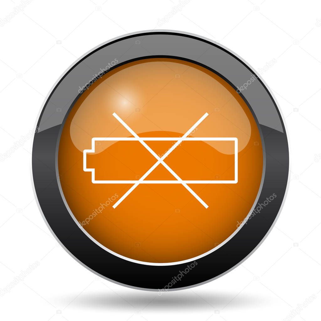 Empty battery icon. Empty battery website button on white background