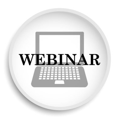 Webinar simgesi. Webinar Web sitesi düğmesini beyaz arka plan üzerinde. 