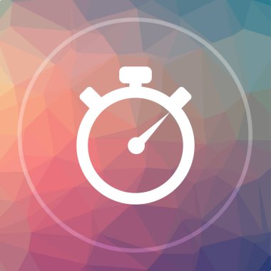 Zamanlayıcı simgesi. Zamanlayıcı Web sitesi düğmesi düşük poli arka plan üzerinde