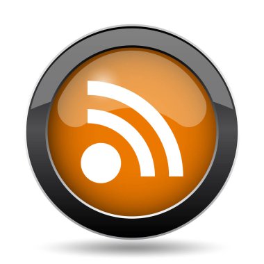 RSS işareti simgesi. RSS Web sitesi düğmesini beyaz arka plan üzerinde oturum