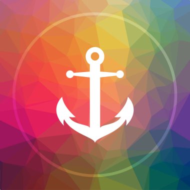 Tutturucu simgesini. Web sitesi düğmesini düşük poli arka plan üzerinde çapa