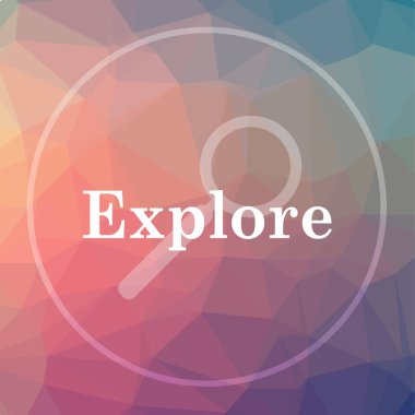 Simge keşfedin. Web sitesi düğmesini düşük poli arka plan üzerinde keşfetmek