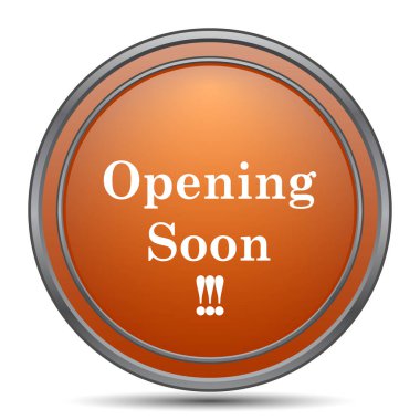 Yakında simge açılıyor. Beyaz arka plan turuncu internet düğme