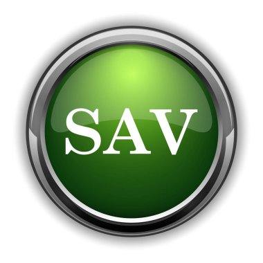 Sav simgesi. Sav Web sitesi düğmesini beyaz arka plan üzerinde