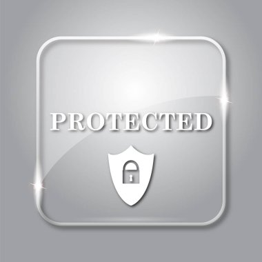 Korumalı simgesi. Gri arka plan şeffaf Internet düğmesini