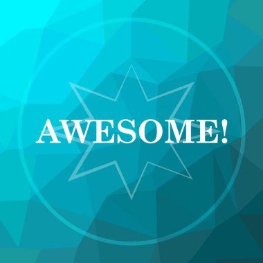 Harika simgesi. Mavi düşük poli arka plan harika web sitesi düğmesini