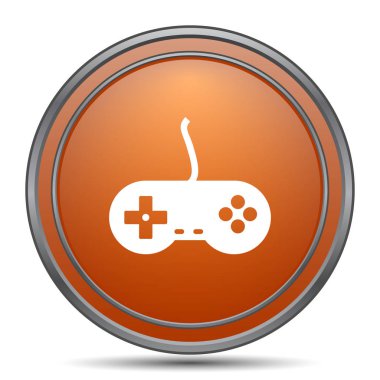 Gamepad simgesi. Beyaz arka plan turuncu internet düğme