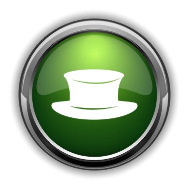 Şapka simgesi. Beyaz arka plan üzerinde şapka Web sitesi düğmesini