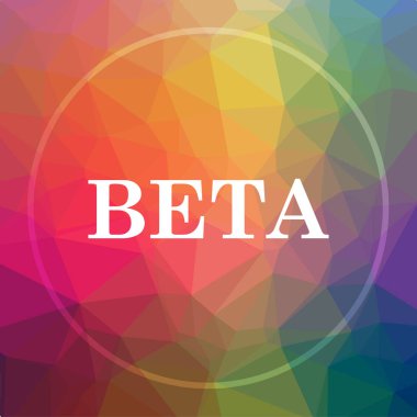 Beta simgesi. Beta Web sitesi düğmesini düşük poli arka plan üzerinde