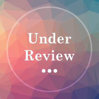 Gözden geçirme simgenin altında. Düşük poli arka plan üzerinde inceleme web sitesi düğmesi altında